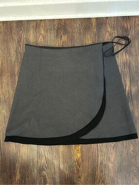 RITA DI CESARE Wrap Mini Skirt Grey Black Plus Size Made in Canada Minimal Chic